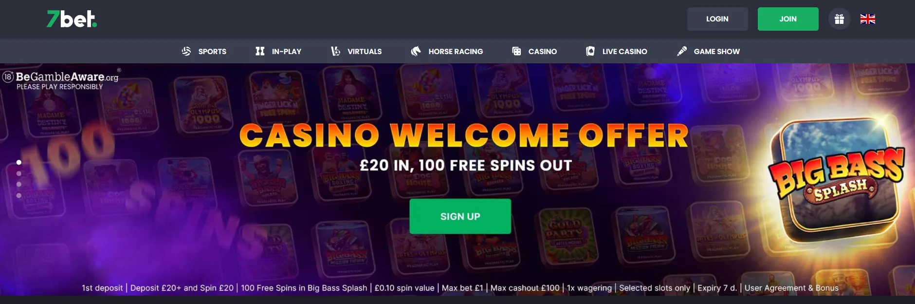 7bet Casino Homepage