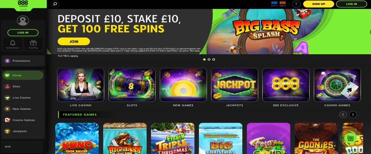 888 Casino Homepage