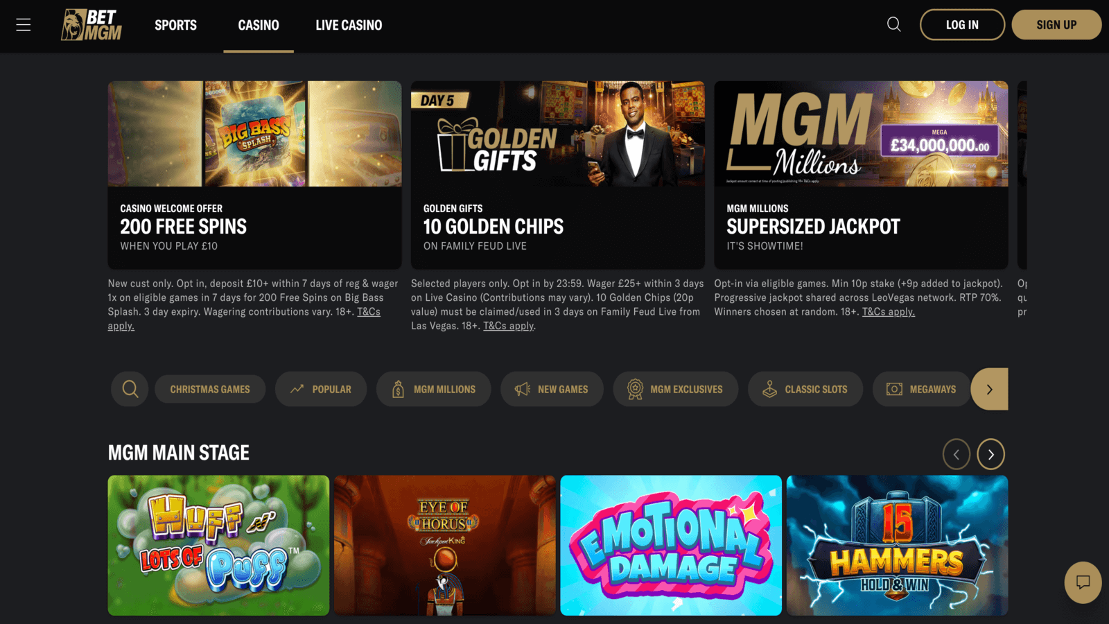 BetMGM Casino Homepage