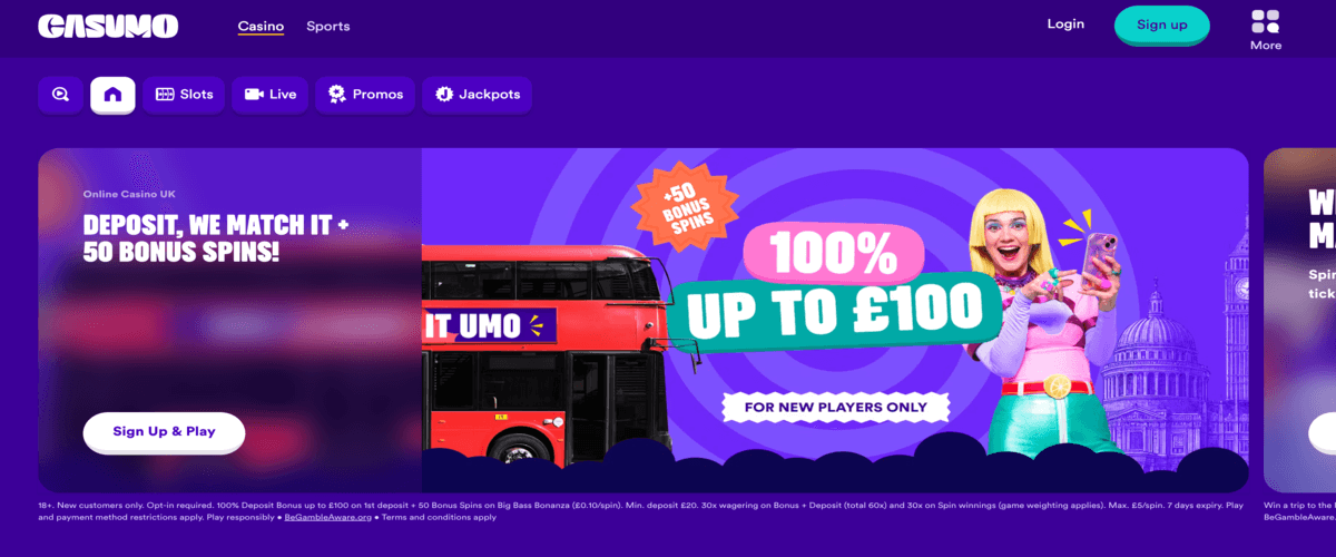 Casumo Casino Homepage