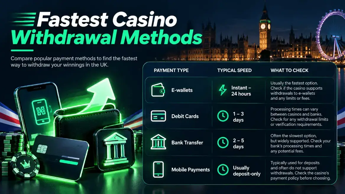 Fastest casino withdrawal methods in the UK