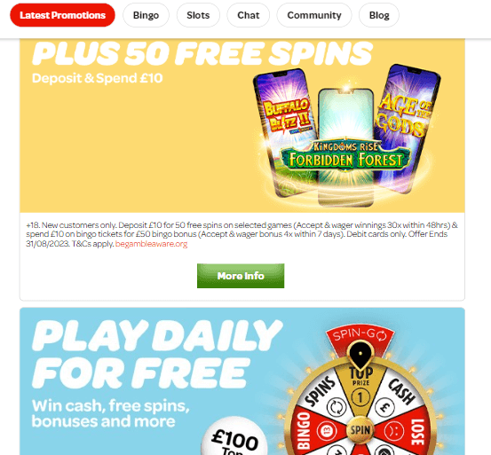 Go to Sun Bingos promotions page