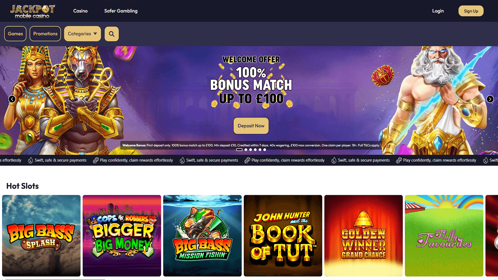 Jackpot Mobile Casino Homepage UK