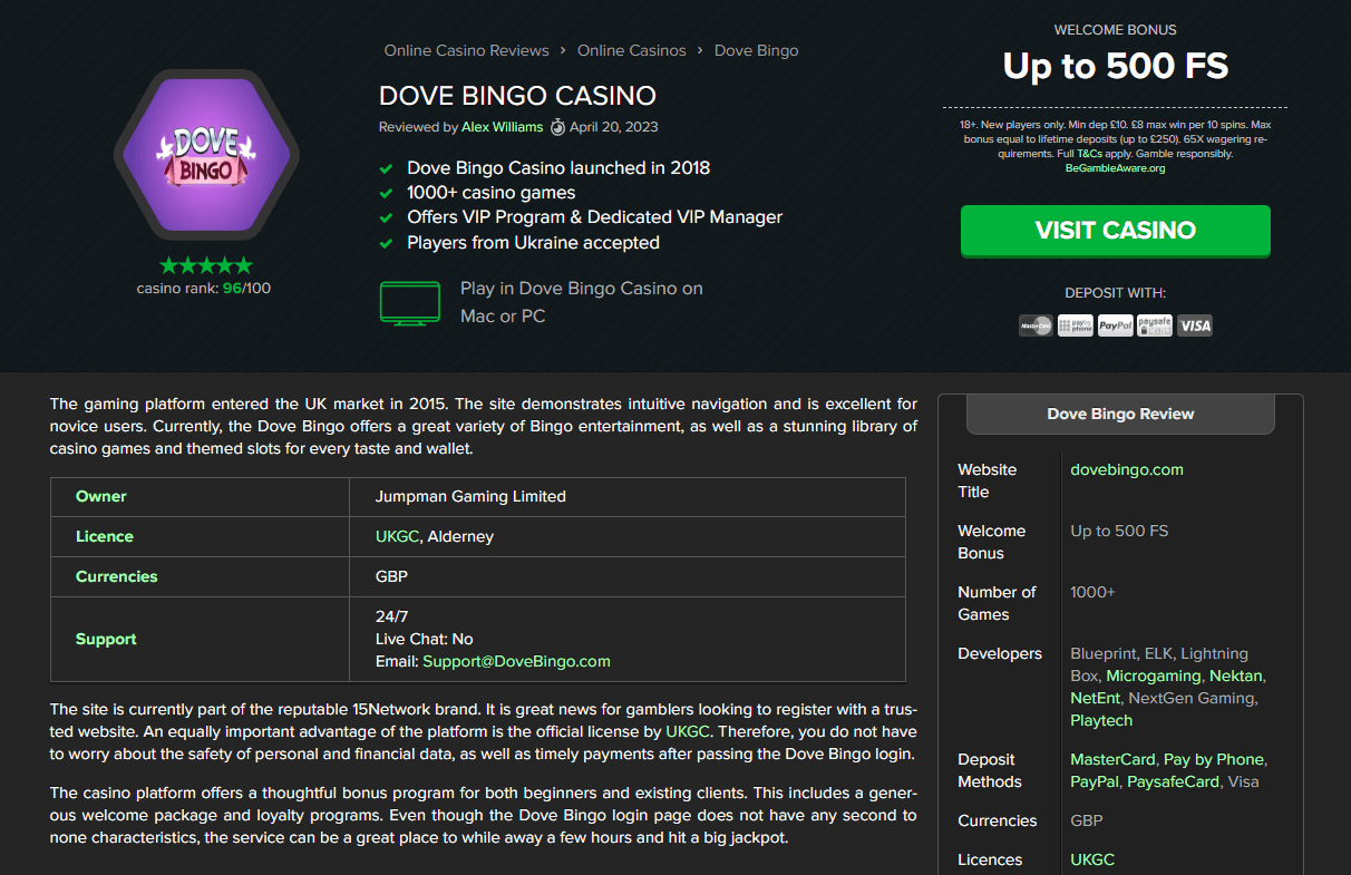 Read an epert review of the casino of your choice