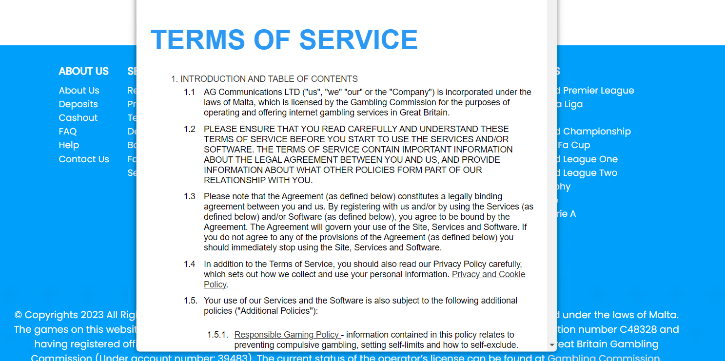 Read the terms and conditions