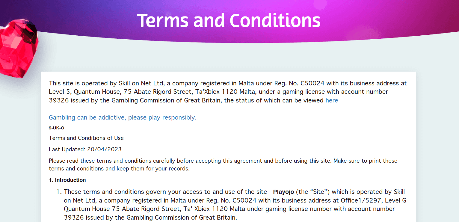 Study the terms and conditions