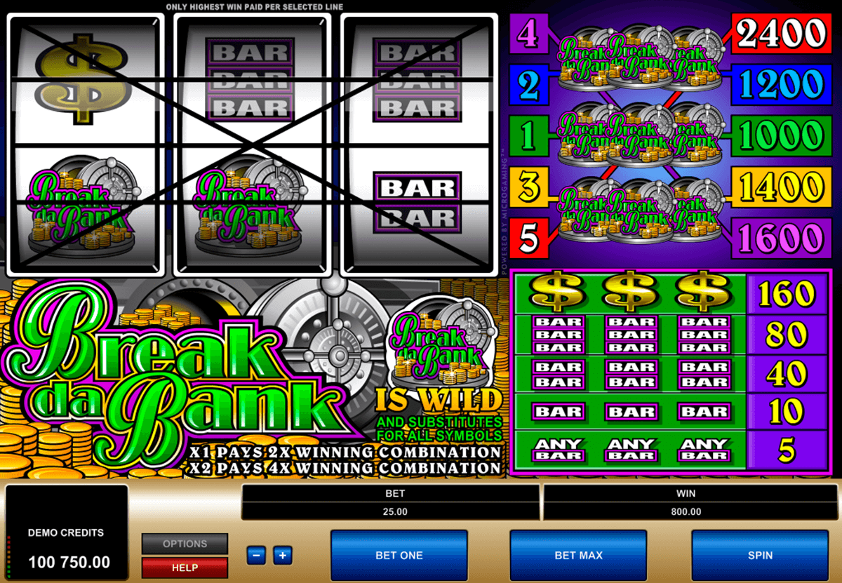 break da bank microgaming slot machine