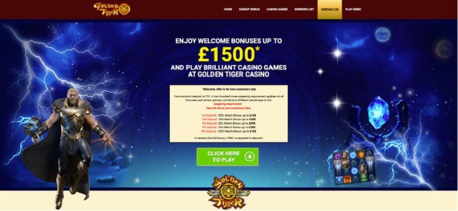 golden tiger casino welcome bonuses