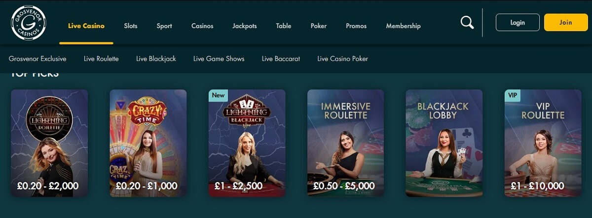 grosvenor live casino