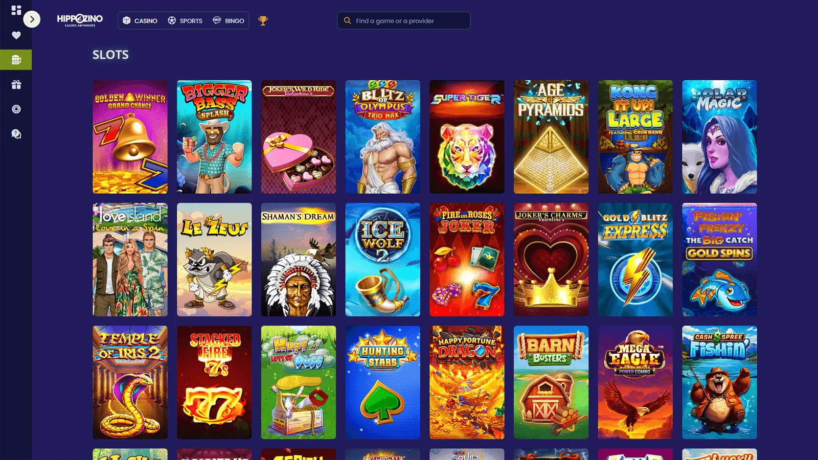 Hippozino Casino Slots Selection in UK