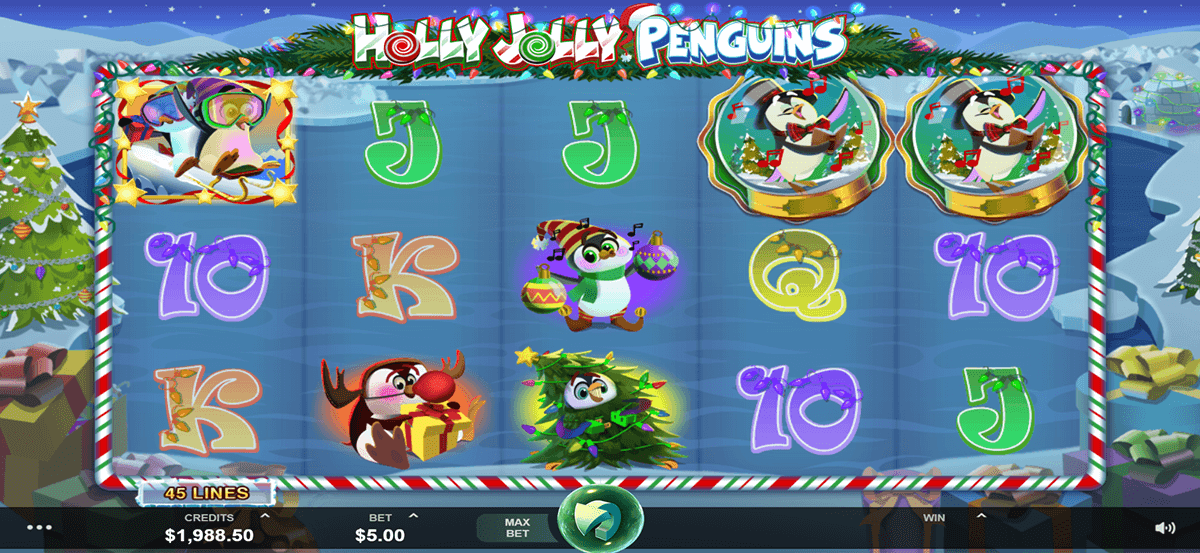 holly jolly penguins microgaming slot machine