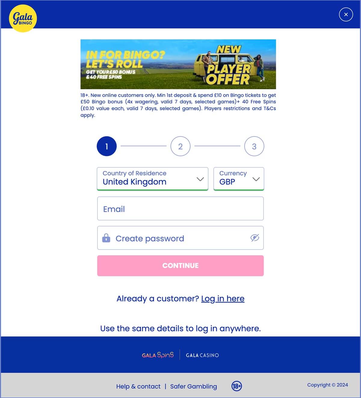 how to sign up with gala bingo casino