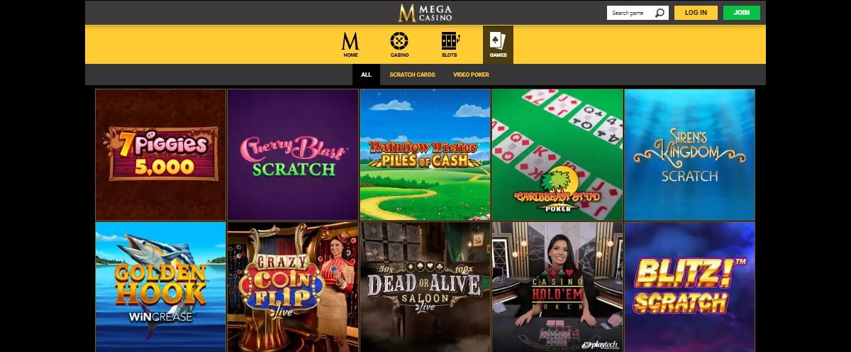 mega casino games