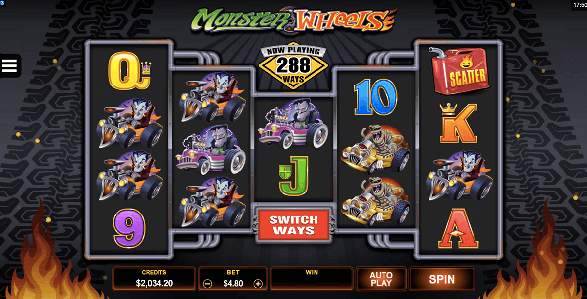 monster wheels microgaming slot machine