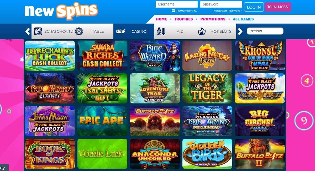 new spins casino games