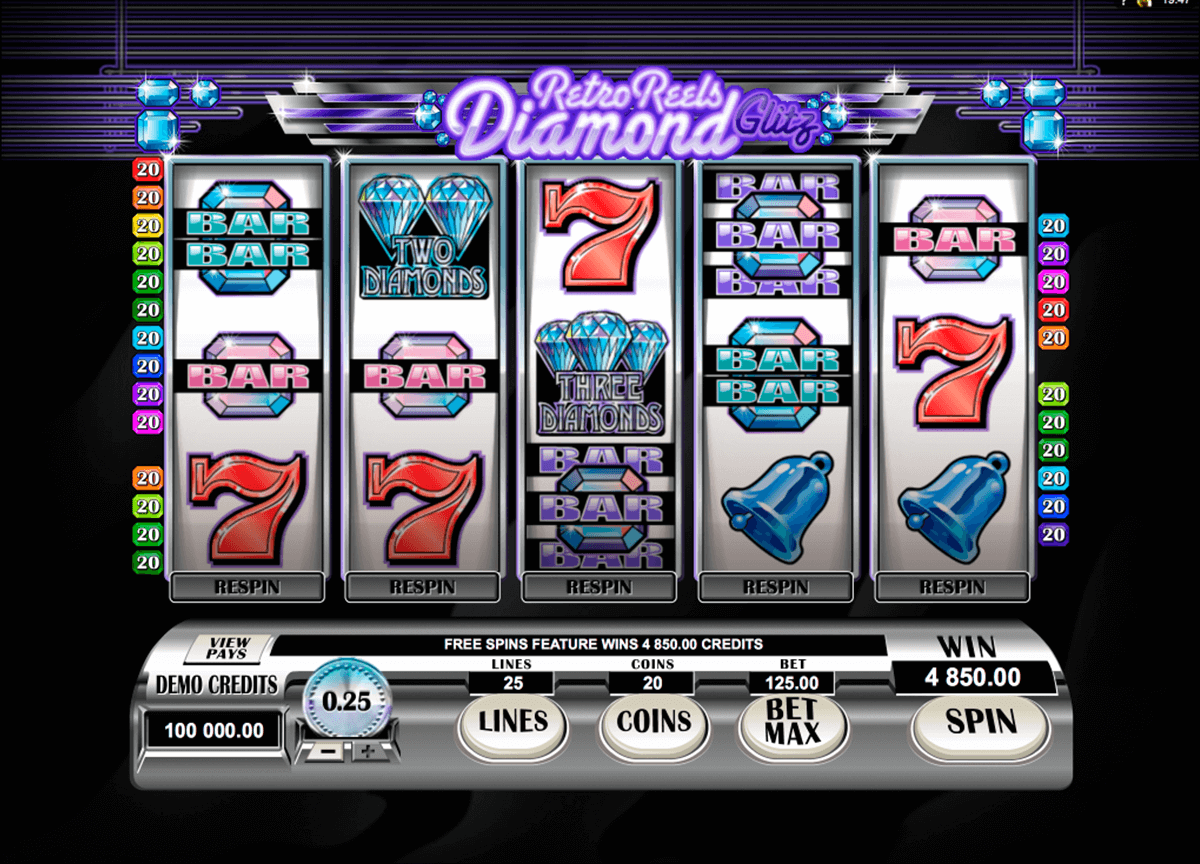 retro reels diamond glitz microgaming slot machine