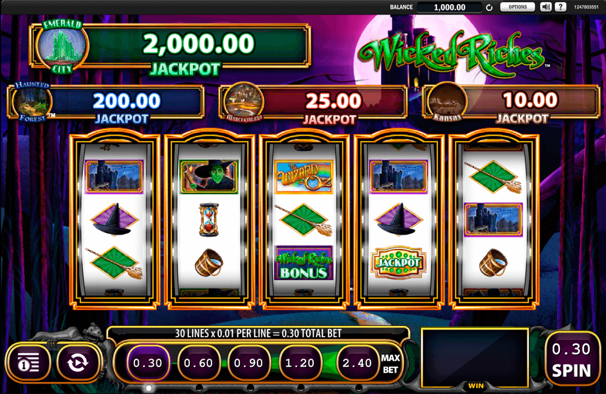 the wizard of oz wicked riches wms slot machine 