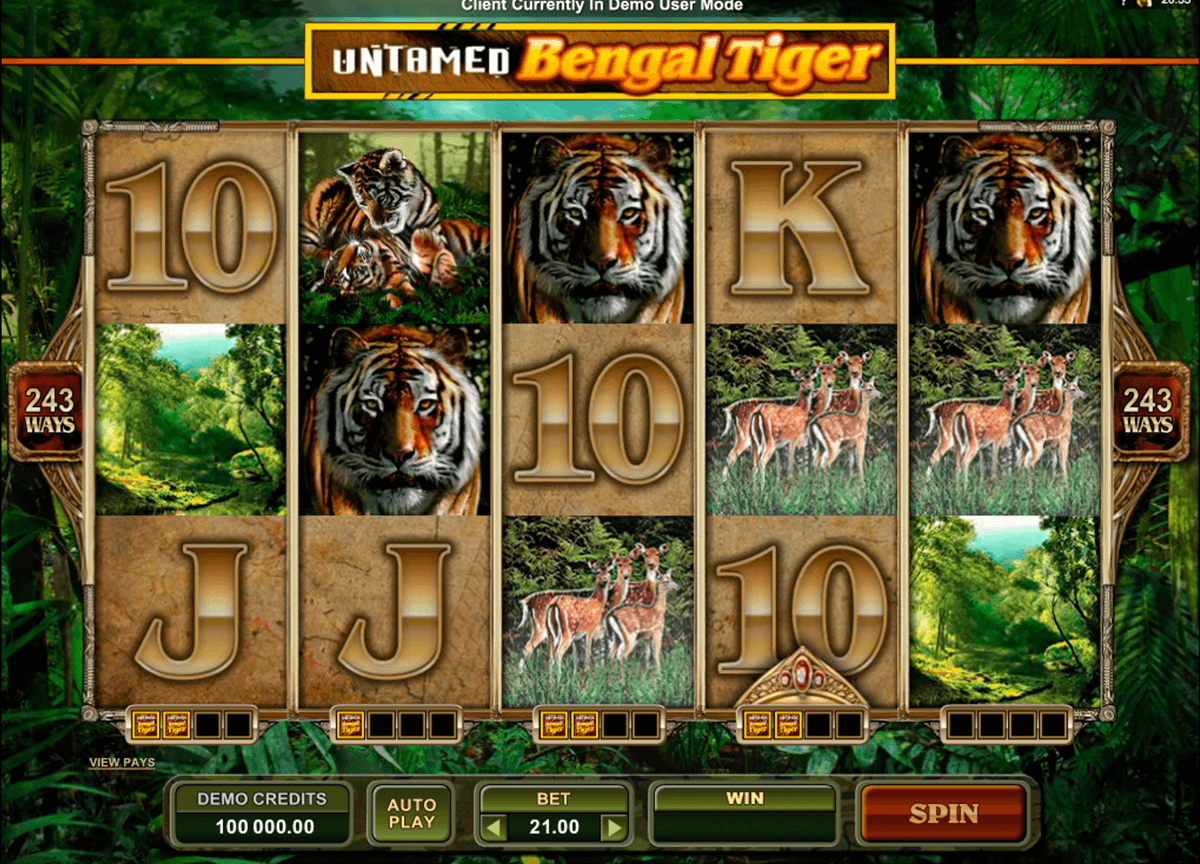 untamed bengal tiger microgaming slot machine 