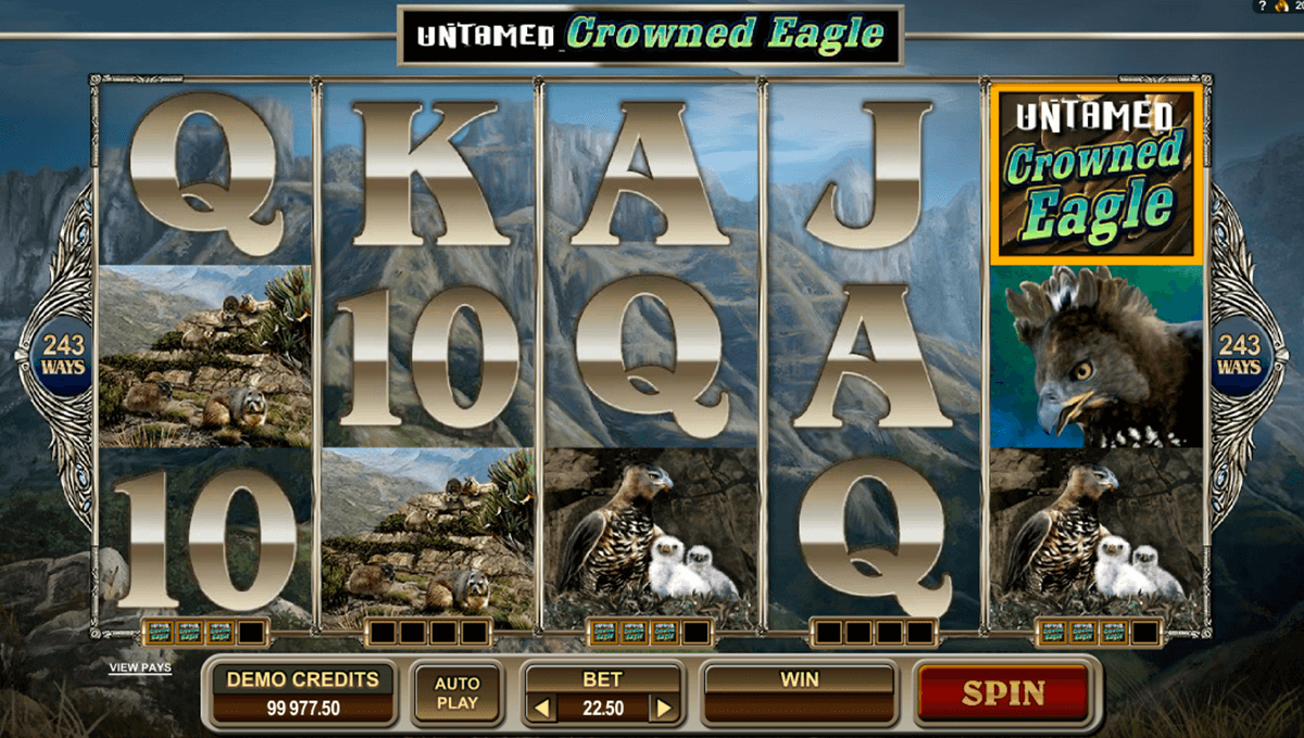 untamed crowned eagle microgaming slot machine