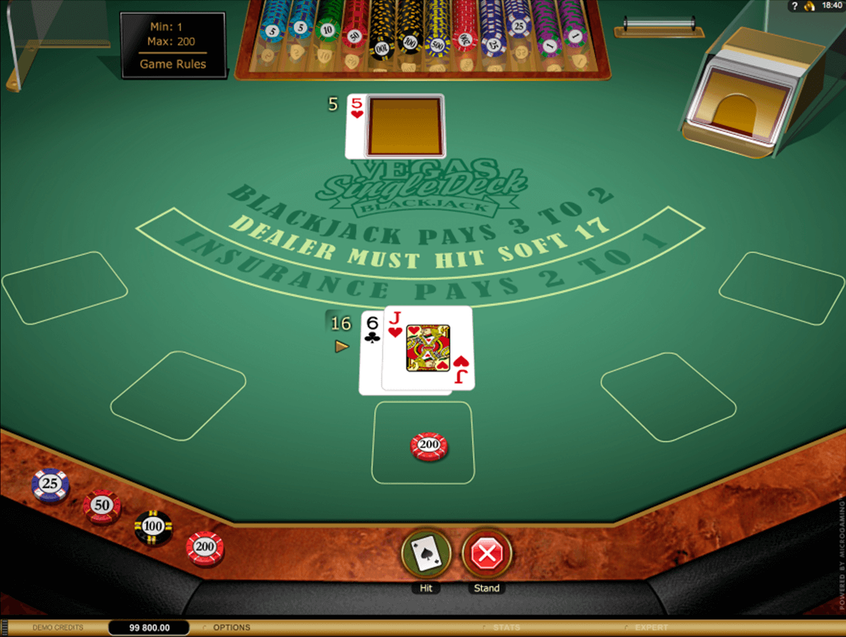vegas single deck blackjack gold series microgaming online