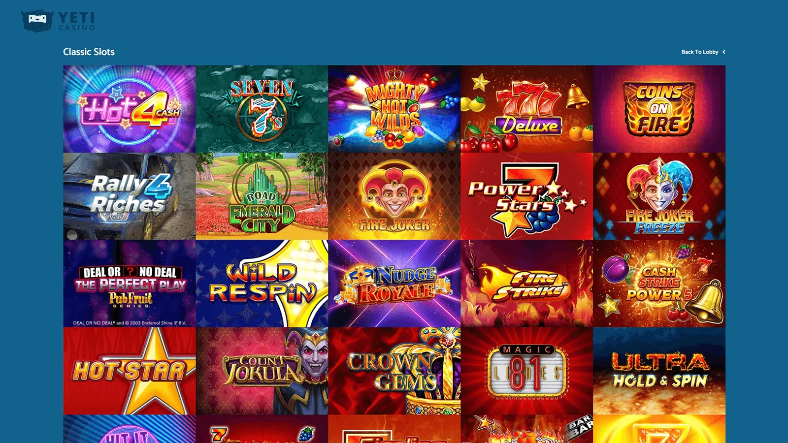 Yeti Casino Classic Slots in UK